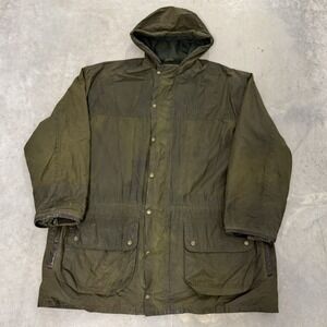Vintage lewis creek Waxed Cotton Hooded Jacket Olive Green Utility Field Coat